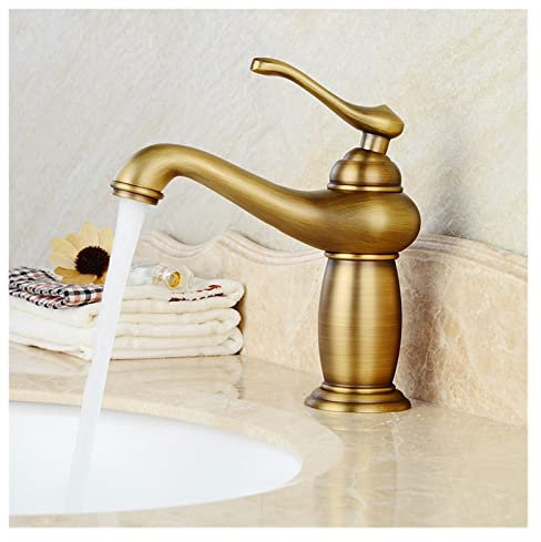 Antike magische Lampe, blauer und weißer Porzellan-Einhebelmischer, heiß und kalt, Waschbecken aus Kupfer, Badezimmer, Badewanne, Retro-Wasserhahn (Color : D)