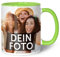 GRAVURZEILE Taza para Personalizar Regalos Personalizados, Taza Desayuno Personalizada con tu Propia Foto, Apta para Alimentos, Lavavajillas, Microondas, Taza con Foto o Empresa con Logo, Verde Claro