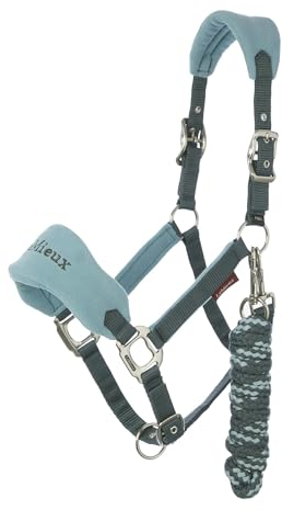 LeMieux Vogue Halter - Forro polar - Cuerda de plomo a juego para tachuelas de caballo - Correa de nailon duradera - Puntos ajustables - Hebilla de doble pin - Lavable a máquina y fácil de cuidar -