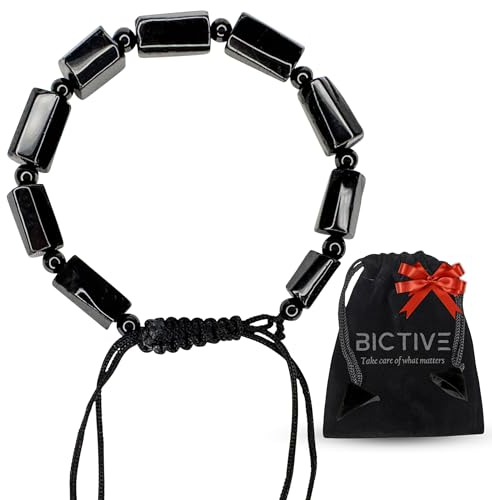 BICTIVE®︎ Handgefertigtes Schwarzes Turmalin Armband Mit Halbpoliertem Finish - Edelstein, Heilsteine, Esoterik Geschenke Für Männer Und Frauen - Schutzstein Gegen Negative Energie