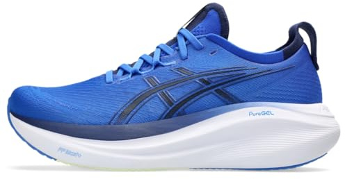 Asics Chaussures de Course Gel-Nimbus 27 pour Homme, Aqua/Blanc Pur