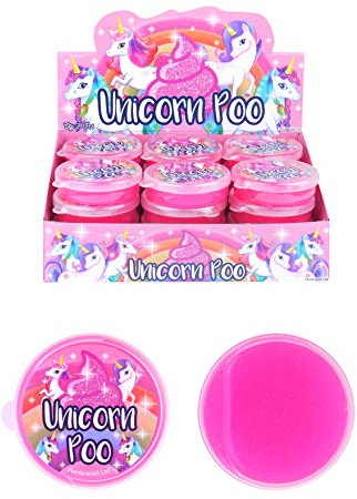 Henbrandt 6 x Glitter Unicorn Poo Pink Putty Tub of Slime Squishy Stretchy Poo Toys Stress Relief Toy for Kids Putty Unicorn Party Bag Favours Loot Bag Fillers Lucky Dip Favours Stocking Fillers