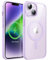 JETech Magnetic Case for iPhone 14 6.1-Inch Compatible with MagSafe, Shockproof Phone Bumper Cover, Solid Color Matte TPU Frame, Anti-Scratch Clear Back (Purple)