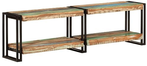 Iiaky TV-Schrank 140x30x40 cm Massives Altholz Fernseher Schrank Modern Longboard Wohnzimmer