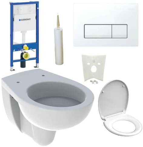 Duofix Vorwandelement Hänge WC Toilette mit Drückerplatte WC Sitz mit SoftClose Komplettset