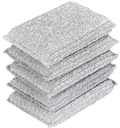HOMESHOPA Non Scratch Scourer Pad, 5 Pack Silver Washing Up Kitchen Sponge for Cutlery, Pots, Pans, Countertops, Stoves, Sinks, Multi-Purpose Cleaning Scrubber Pads