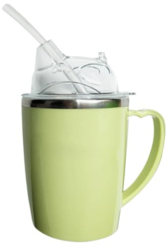 Hperu Tazze per Anziani, Non fuoriuscite, Tazza Sippy per Adulti, Tazze di Disfagia, 350ml, Verde, Acciaio Inossidabile e PP, A Prova di Fuoriuscita, Resistente al Calore