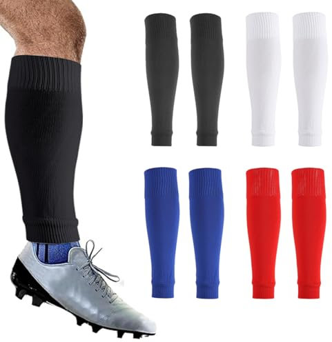 4 Pcs Manchon De Compression Mollets, Manchon De Compression Mollet, Compression Pour Les Mollets，Bas De Contention Homme,PourSport Course a Pied Vélo(Noir, blanc, bleu, rouge)