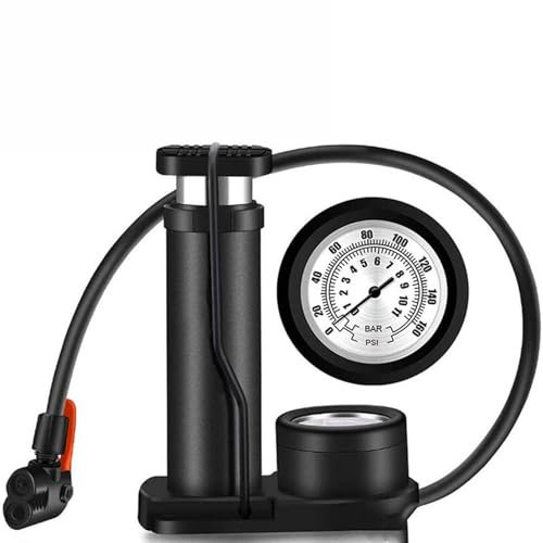 Mrchrogge Pompe à vélo avec indicateur de Pression Haute précision, Compatible avec Toutes Les valves, y Compris valves françaises et américaines. Mini compresseur Portable pour vélo