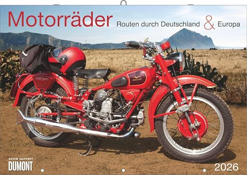 DUMONT - Motorräder - Routen durch Deutschland & Europa 2026 – Broschürenkalender 42 x 29 cm mit 12 Motorrädern & Touren – Geschenk für Biker & Reisefans: Routen durch Deutschland und Europa