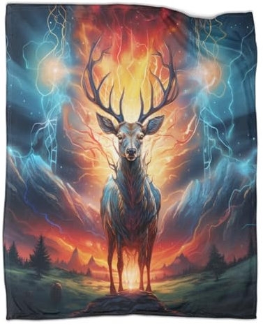 VFKLZCNYR Elch 3D-Flanell-Fleece-Überwurfdecke für flauschige, gemütliche, weiche, warme Mikrofaser-Bettwäsche für Bett, Sofa, Couch, Kinder, Teenager, Erwachsene, 180 x 200 cm