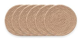 Tischsets, rund, Jute, Untersetzer, 10 x 10 cm, 6 Stück