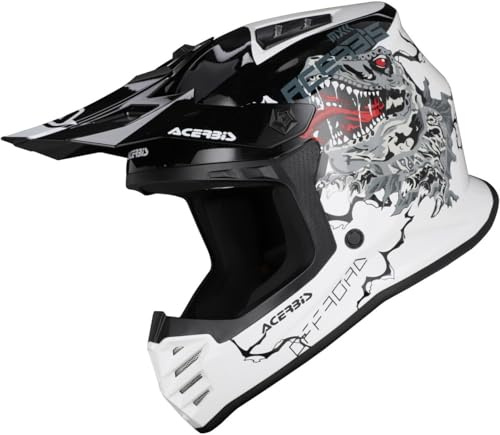 Acerbis Profile Rex Kids Motocross Helm, weiß/schwarz, Y/S (47/48)