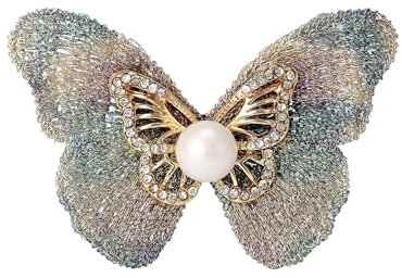 3MOG7Y1 Broches papillon en tissu vintage pour femme, unisexe, 2 couleurs disponibles, accessoires de fête décontractés, M, Métal, Agate