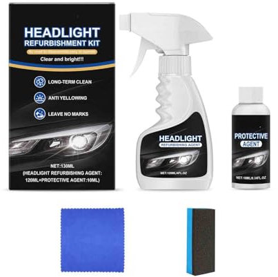 130ml Scheinwerfer Refurbishment Kit Gelb Beschlagen Verkratzt Pflege Reinigung Scheinwerfer Wartungskit, Scheinwerfer-Wartungsset Auffrischer+Beschichtungsmittel+Handtuch+Schwamm (1PCS)