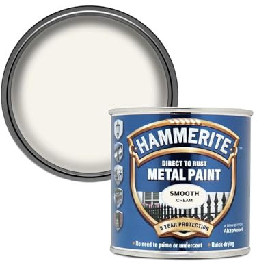 HOCHSTE® Hammerite Metal Paint Smooth Cream, Long-Lasting Protection, DIY Enthusiasts, Homeowners, Gates, Railings, Indoor & Outdoor Use, Fast-Drying, Easy-To-Apply, 250ml