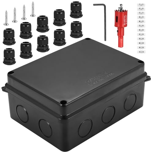 Abzweigdose Wasserdicht IP65 Schwarz, Verteilerkasten Außen Wasserdichte Verteilerdose Außen, Elektrische Elektrokasten Abzweigkasten Aufputz, Verbindungsdose Aussen Stromkabelboxen(Schwarz)