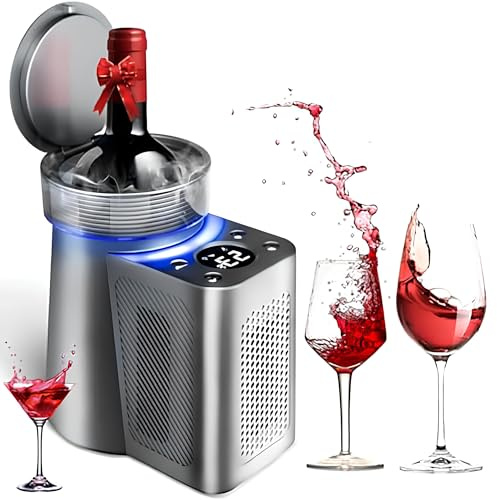 FHRKA Wine Chiller Electric,Single Bottle Portable Champagne Chiller,for Bottles 750ml - Rapid Single Bottle Wine Chiller