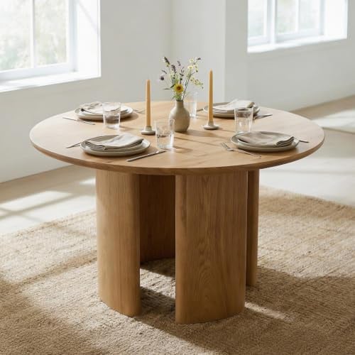 IDIMEX Esstisch ARVIKA rund 120 cm, Eiche Finish - Moderner Esszimmertisch aus MDF mit Holzdekor, robust und stabil, für 4 Personen, Pflegeleichte Oberfläche, ideal für Küche oder Essbereich