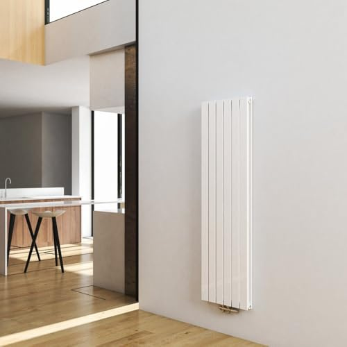 Biubiubath Design Heizkörper Flach, 1600x450 mm Vertikal Flachheizkörper mit Mittelanschluss, Doppellagig Paneelheizkörper Wandheizkörper für Bad, Schlafzimmer & Wohnzimmer, Weiß 1580W