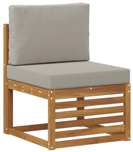 vidaXL Outdoor Mittelsofa Massivholz Akazie Natur, Balkonmöbel, modernes Gartendesign, wetterfest für entspannte Stunden im Freien, modulares Sofa
