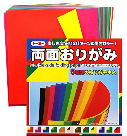 Toyo Origami Paper Double-Sided Color, 12 Colors, 35 Sheets