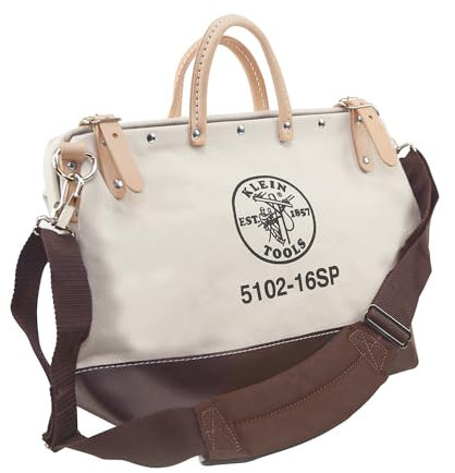 Klein Tools 5102-16SP Deluxe Canvas Werkzeugtasche aus Tureal Canvas mit 13 Innentaschen und abnehmbarem Schultergurt, 40,6 cm