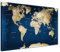 Stilvolle Pinnwand Weltkarte - Ocean - Deutsch in 100 x 70 cm, stabile Rückwand zum Pinnen inkl. Starterkit - Leinwand-Kunstdruck Wandbild Landkarte XXL
