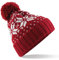 Beechfield Wintermütze Schneeflocken „Fair Isle“, Unisex Gr. Einheitsgröße, rot / weiß