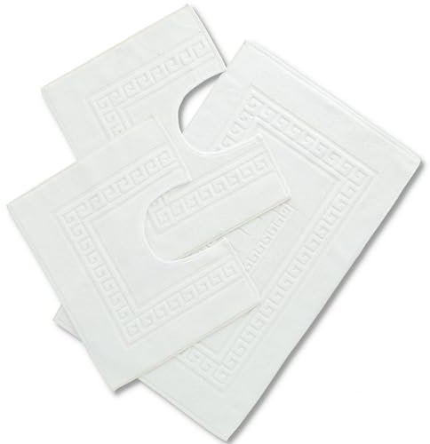 CASA TESSILE Torino Set 3 tappeti Bagno in Spugna, 1 cm 60X90 + 2 Girowater cm 60x45 - Bianco