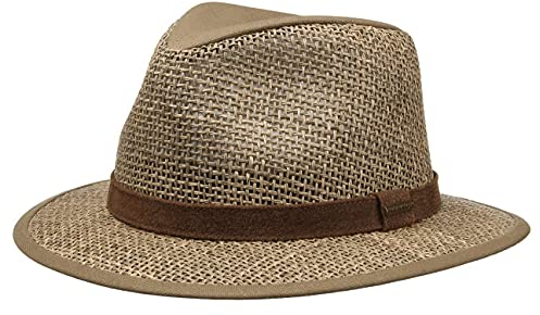Stetson Medfield Seagrass Sommerhut - Sonnenhut Herren - Strohhut aus Seegras - Herrenhut Frühjahr/Sommer - Hut Natur L (58-59 cm)