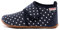 GIESSWEIN Hausschuh Stans - Slim Fit - Kinder Hausschuhe Unisex | Bequeme Baumwoll Slipper | Mädchen Pantoffeln mit Punkten | rutschfest,24 EU, Dunkelblau 548