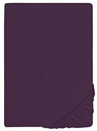 biberna Jersey-Elastic-Spannbetttuch 0077866 (Matratzenhöhe max. 25 cm) 1x 90x190 cm - 100x220 cm, dunkelviolett