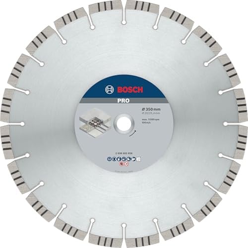 Bosch 1x PRO Concrete Diamond Disc f. Table/Petrol Saws 25.4mm | for Concrete, Reinforced concrete, Ø 350 mm, Professional Accessory Table Circular Saw, Petrol Saw