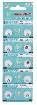 AG0 521A 1.55V High Capacity Alkaline Button Cell Batteries (10-pack)
