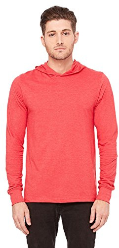 BELLA+CANVAS Unisex Jersey Long-Sleeve Hoodie S HEATHER RED