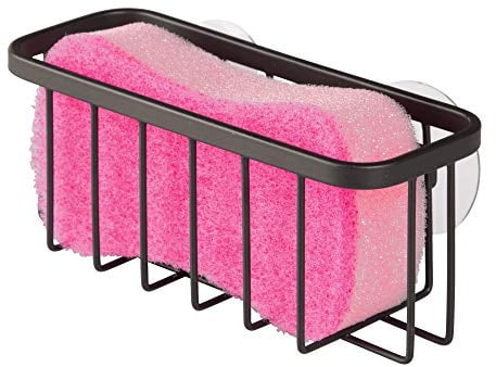 iDesign 84707, soporte para esponja Gia AA8, organizador de fregadero de metal inoxidable para esponja y raspador de ollas, negro mate normal