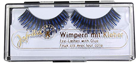 Glitter Wimpern schwarz/blau mit Kleber