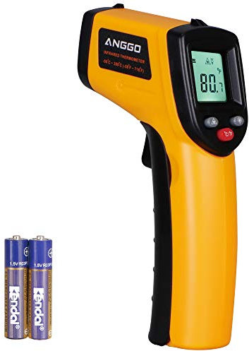 Laser Termómetro de infrarrojos,Anggo Sin Contacto Termómetro Digital por Infrarrojos Pistola de Temperatura , Naranja , -58 °F to 716°F para tuberías de Agua Caliente/superficies de Cocción/aire Acondicionado