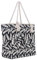 DonDon Strandtasche XXL mit Reißverschluss - Umhängetasche Damen, Shopper Tasche Damen im Beach Look mit Schulterriemen - Urlaub Must Haves Beach bag - Federn schwarz beige
