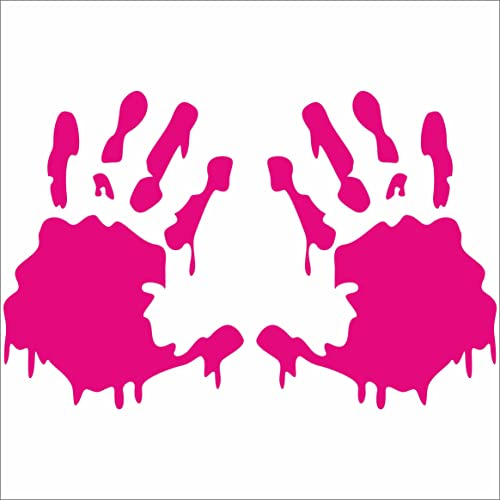 INDIGOS UG Aufkleber - Autoaufkleber - JDM - Die Cut - Set of 2: Bloody Hand Print Zombie Outbreak Car Decal - Sticker - pink - 165mmX127mm