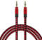 SDTEK Extra Long 3 Metres Red Braided Aux Audio Cable Jack Stereo 3m 3.5mm Cable for iPhones, iPods, iPads, Samsungs, Tablets, Car, Phones