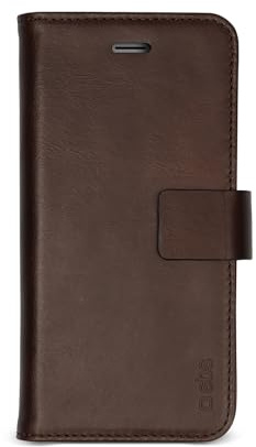 SBS Book Case für iPhone XS/X, Echtleder, Standfunktion, Magnetverschluss, braun