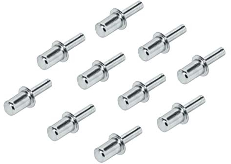 Gedotec Fachbodenträger Regal-Halterung Metall zum Einbohren - Billy | Regalstift Stahl vernickelt | Befestigung für Holz-Böden mit Bohrloch Ø 3 und 5 mm | 50 Stück - Regalbodenträger zum Einstecken