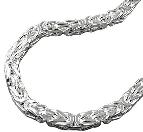 8mm Kette Königskette vierkant glänzend 925 Silber Halsschmuck Herren 80cm