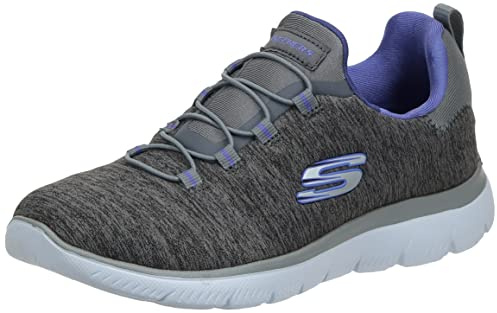 Skechers SUMMITS-QUICK GETAWAY, Women's Summits-Quick Getaway Trainers, Grey Charcoal Mesh Purple Trim Ccpr, 2.5 UK (35.5 EU)