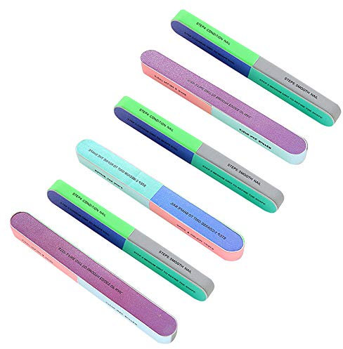 6 Pcs Nail File and Nail Buffer Cosmetic Manicure, 7 Ways Professional Nail Buffer File Block Art Ma