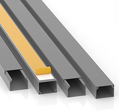 CILSON Kabelkanal 20 m | 20x 1 m Lang, 30X20 mm Breite x Höhe, Grau, Selbstklebend, Wand- und Deckenkanal mit Bodenlochung, Kabelleiste, Kabelschutz, Schreibtisch