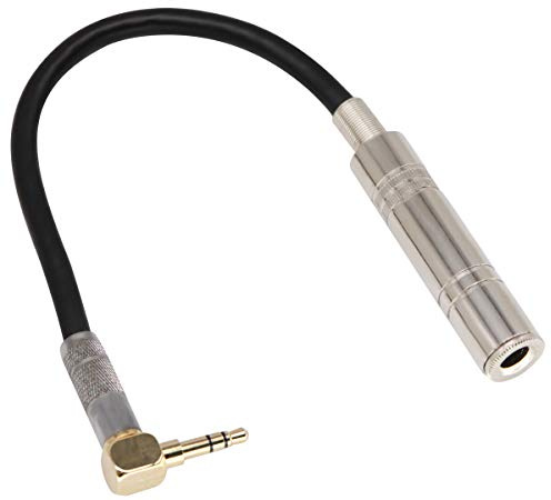 AAOTOKK 90 Gradi 1/8 a 1/4 Stereo Adattatore Cavo, 90 Gradi 3,5 mm Maschio a 6,35 mm Femmina Audio Stereo Cavo per Amplificatori, Chitarra, Dispositivi Home Theater,Laptop ecc.(9 pollici/24 cm)