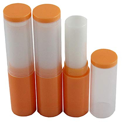 20 Stück Leer Kunststoff Lippenpflegestift Hülse Rohre Lippenbalsam Behälter Lippenstift Hülsen Lippenstifthülsen Orange